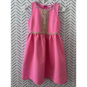 Lilly Pulitzer Girls Baylee Dress Pink Sunset Sz XL (12-14) Preppy Beach Resort